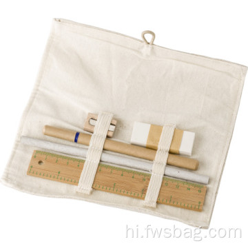 कपास छोटी क्षमता स्कूलबॉय पेन बैग लिनन स्टेशनरी बैग सेट